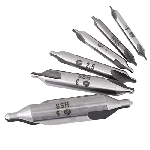 Image of TIKATARER 6pcs HSS Center Drill Bits, 1 1.5 2 2.5 3 5mm 60 Degree Double End Durable Center Drill with Quick Cutting Speed, Ideal for Precise Drilling in Metals