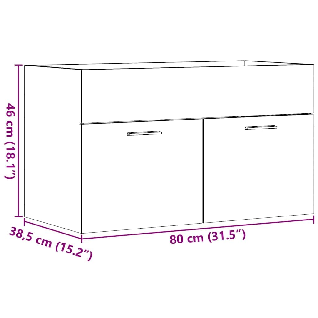vidaXL Waschbeckenunterschrank Sonoma-Eiche 80x38,5x46cm Holzwerkstoff
