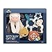 Itzy Ritzy Teething Toy Gift Set - Includes Cow Lovey & Barn-Themed Busy Ring Car Seat and Stroller Toy - Features Crinkle Sounds, Engaging Textures & Silicone Teething Relief (Farm)