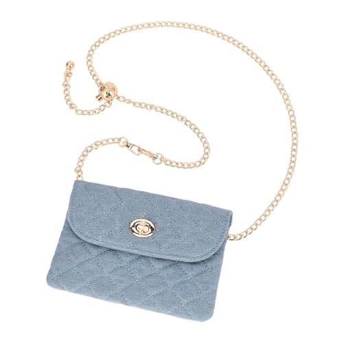 Sluxa Mini chain belt bag for women, Fasion denim waist purse,Designer Checkered crossbody purse，small cell phone bag