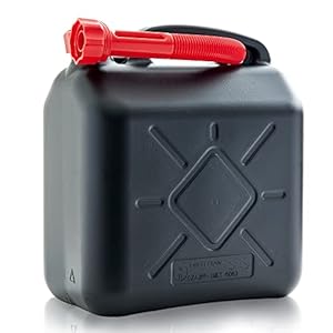 Hecht Robuster 10 Liter Benzinkanister/Kunststoffka... – für Gefahrgüter – UN-Zulassung – mit Ausgießer – Groß & Schwarz – Ersatzkanister, Benzinkanister in der EU gefertigt