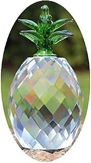 Crystal Glass Block Pineapple Figurine Ornaments Feng Shui House Desk Deocration Craft Gift (White)