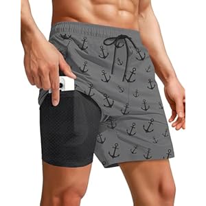 7 Inch Men Swim Trunks with Compression Breathable Liner Quick Dry Zipper Pockets for Pool Board Beach Cruise