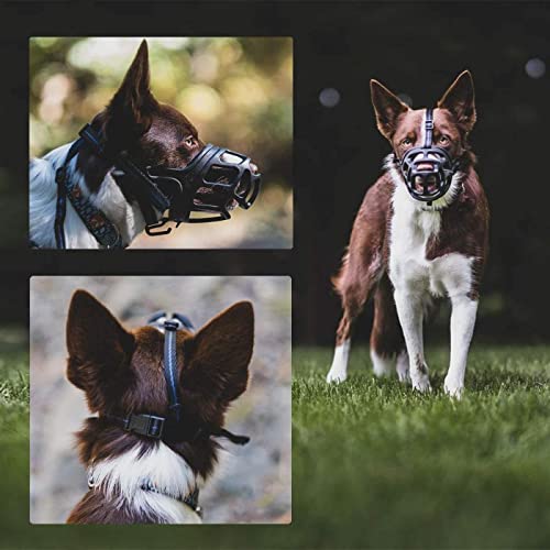 Image of Woofy Dogs Muzzle /Mouth Cover for Anti Biting Dog - Adjustable Pet Safety Strap Plastic Muzzle Cum Mouth Cover /Basket Cage (X-Small)