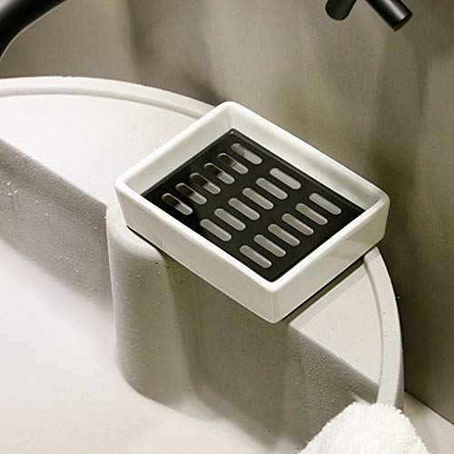 RTHGTFFZ Jabonera Baño El jabonera se Puede Colocar en la Caja de Drenaje de jabonera de Doble Capa de Acero Inoxidable en la Cocina y el Inodoro. (Color : Black)