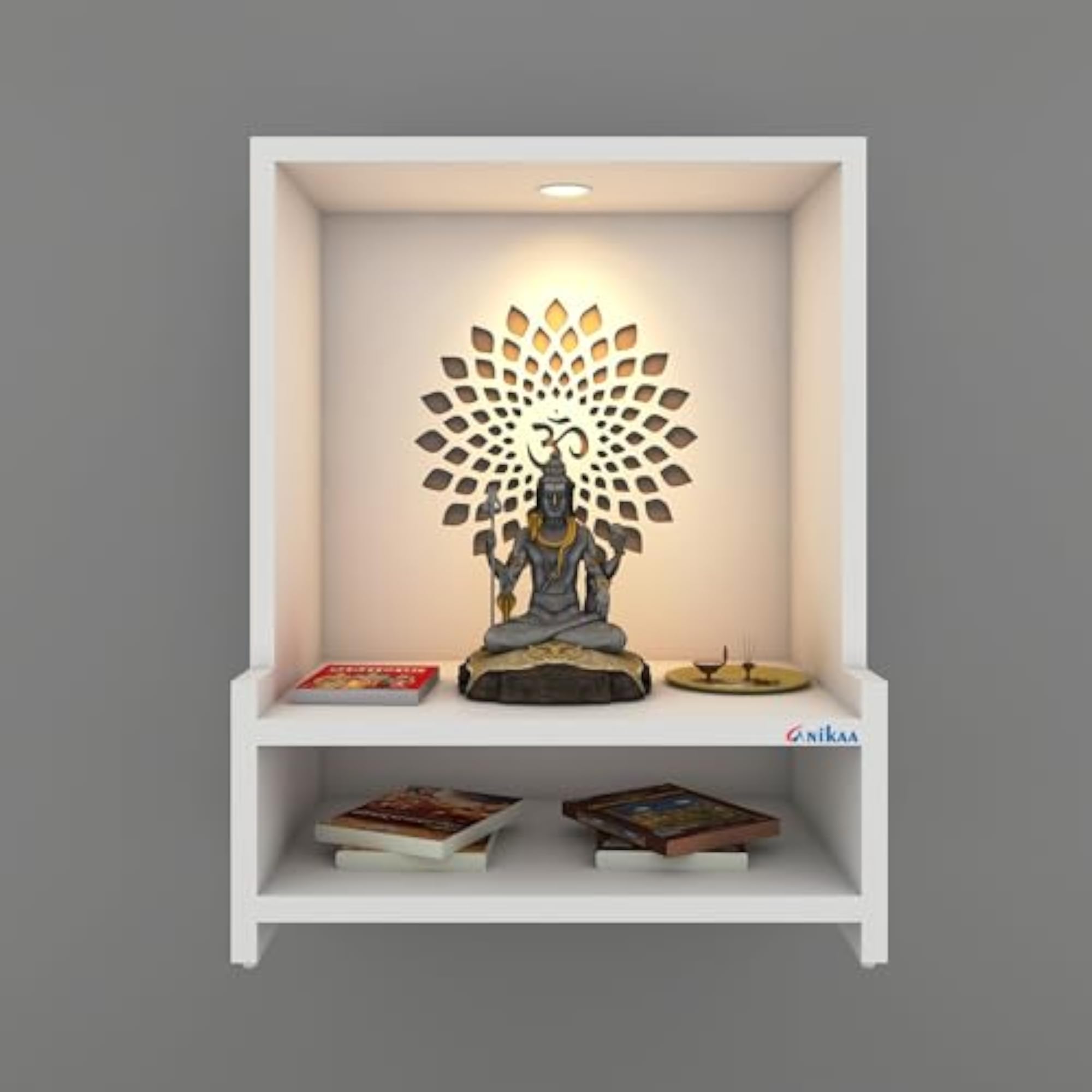 Godly LED Light OM Wall Temple Mandir for Home Puja