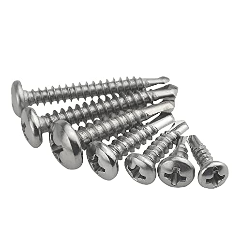 BGTXINGI 150Pcs 5 Kinds M3.5 M4.2 M4.8 M5.5 M6.3 Stainless Steel Pan Head Self Drilling Screw Sheet Metal Wood Screw Assortment Kit Collected in A Convenient Case - Image 3