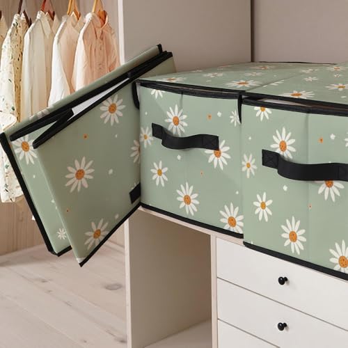 Image of Stackable Clothes Storage Bins with Lids 3 Pack | Closet Organizers Fabric Box for Home and Office,Blanket Clothes Organizers,Under Bed Storage Containers