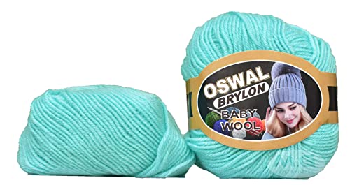 Image of OSWAL 100% Acrylic Wool Sea Green 4 GMS Wool 4 ply Wool Ball Hand Knitting Wool /Art Craft Soft Fingering Crochet Hook Yarn- Art-AEBC
