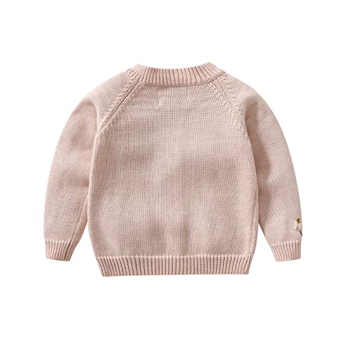 Lamgool Baby Girls Cardigan Sweater Knitted Cotton Handmade Toddler Outwear Coat For Spring Pink 3T #TOP1