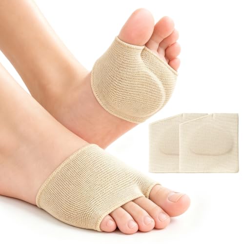 2 Par Almohadilla para el metatarso,Almohadilla Metatarsal de Tela Suave,Cojines de Pie para mujeres y hombres,medio calcetín para aliviar los,Aliviar la fricción,Reutilizables,S(35-39)