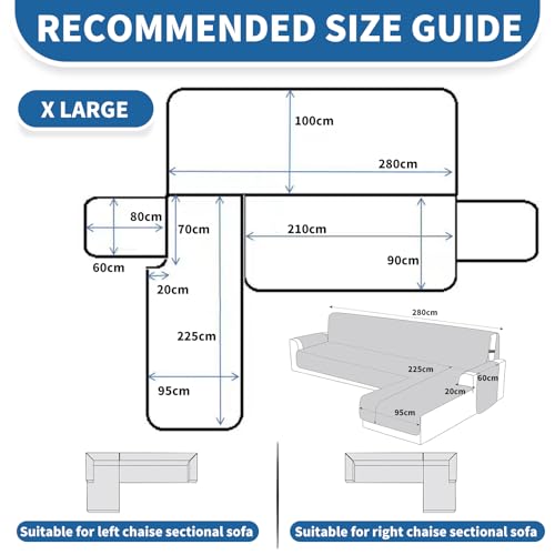 YSTELLAA Couchbezug L Form 4 Sitzer 100% Wasserdicht, Sofa Überzug Ecksofa rutschfest, Couch Bezug L-Form Universal, Reversibel Couch Überzug Ecksofa Waschbar, Dunkelgrau