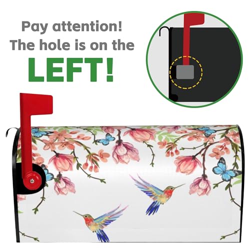 Image of Wisteria Magnolia Hummingbird Butterfly Mailbox Covers Magnetic Standard Size,Spring Summer Floral Magnetic Mailbox Covers 18 inch x21 for Holiday Outside Yard Decor