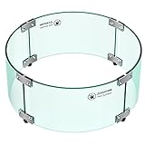 Skyflame 17' Round Fire Pit Glass Wind Guard, Clear Tempered Glass Flame Shield for Outdoor Propane/Natural Gas Fire Pit/Table