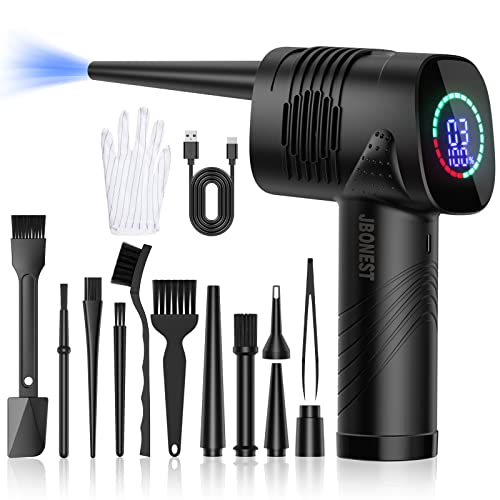Compressed Air Duster, 3 Speeds Cordless Air Duster for Computer Keyboard Electronics Cleaning , Powerful 38000 RPM Air Blower, LED Display ,6000mAh Rechargeable Battery, Reusable Dust Destroyer