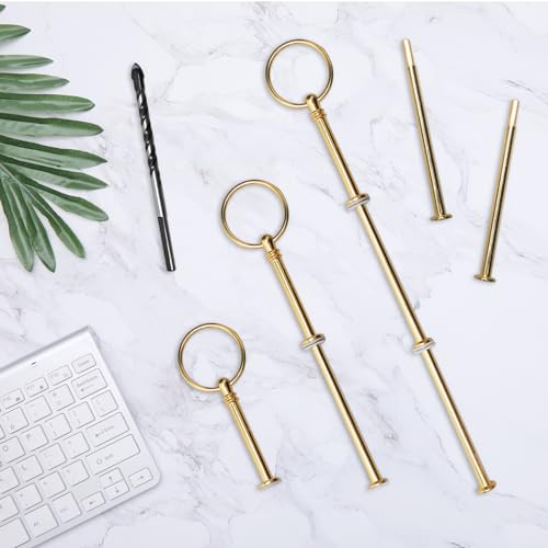 Kigniote 3 stufige Etageren Stangen Set, 6 Stück Metallstangen Etagere Golden mit Bohrer, Etagere Stäbe für Torte Cupcakes Macarons Donut Muffin und Obst (Platte nicht enthalten) (Golden)