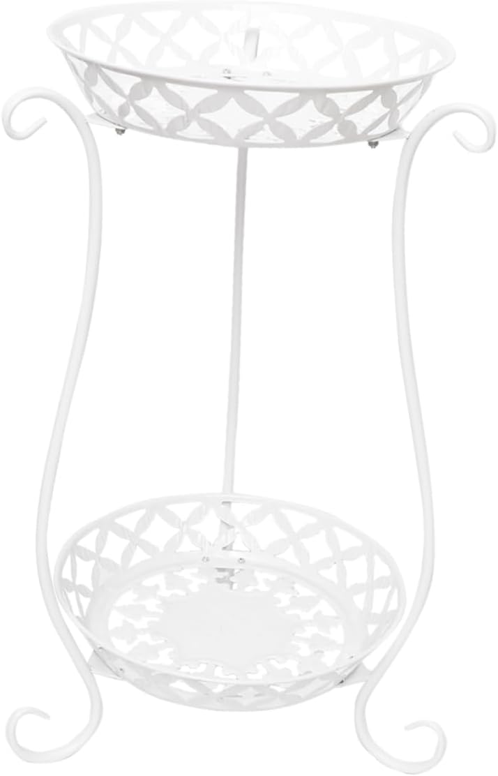 Double Layer Wrought Iron Plant Stand Decorative Flowerpot Rack for Outdoor Indoor Patio Balcony Garden
