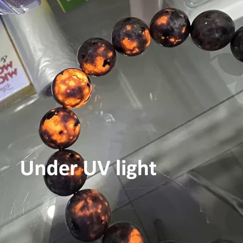 Natural Yooperlite Stone Bracelet, UV Glowing Rock (Flashing Flame Under Ultraviolet) Handmade Stretch Elastic Bracelets for Women Men Yoga Meditation and Stress Relief Jewelry Gifts4