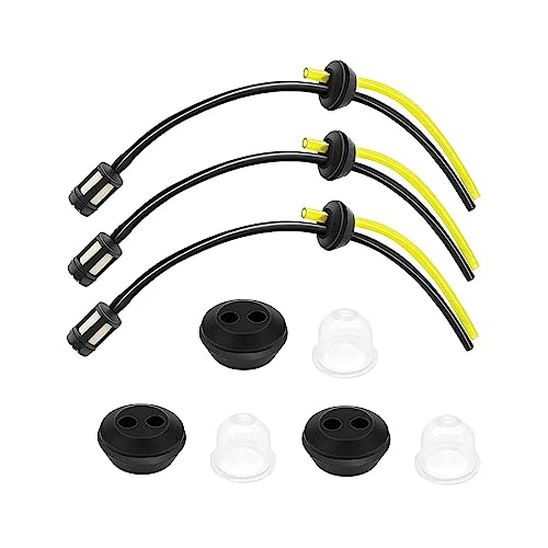 Bothyi 3 Pieces Universal Fuel Line Petrol Filter Kits Lawnmower Fuel Hose Pipe Petrol Fuel Line Hose for Mower Brush Cutter Garden Machine Trimmer