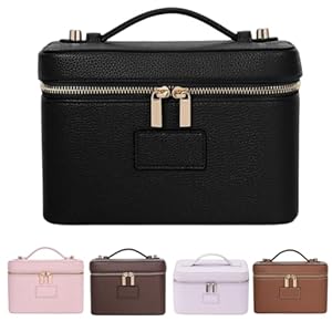 Neue quadratische Kosmetiktasche, wasserdicht, multifunktional, mit herausnehmbaren Trennwänden, tragbar, geräumiger Luxus-Make-up-Koffer. (Schwarz)