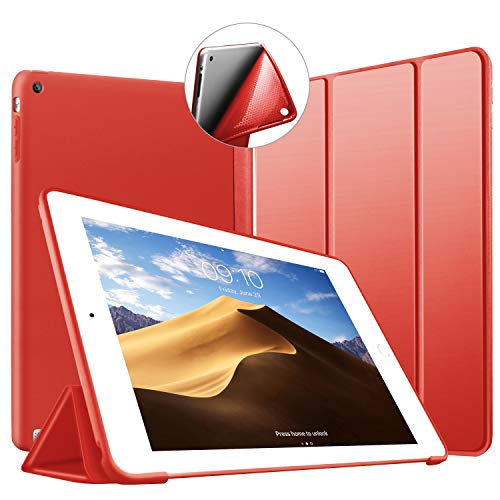 VAGHVEO Funda para iPad 2/3 / 4, Ultra Slim Protectora Silicona Smart Cover [Auto Sueño/Estela] Cubierta Trasera de Silicona Suave TPU Case para Apple iPad 2, iPad 3, iPad 4 Tableta, Rojo