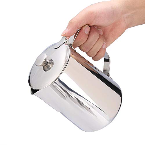 Milk Frothing Pitcher, 2000ml Stainless Steel Coffee Cup Mug Jug with Lid for Latte Coffee Art for Office Kitchen with Handle by Yosoo - Image 6
