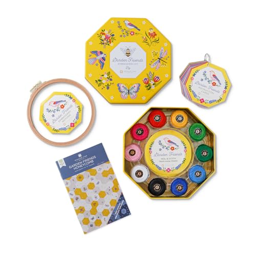 Image of Garden Friends Embroidery Kit - Nature-Inspired Designs + Quilt Pattern - Complete DIY Set with Birds, Bees, Butterflies & More - Beginner-Friendly Needlework Kit