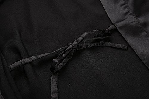 Women Short Kimono Robe Bride Bridesmaid Kimono for Wedding Party Bridal Sleepwear Getting Ready, gilding Honor Black XL