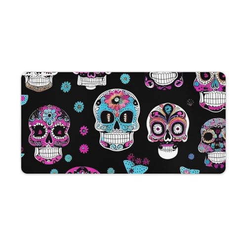 Tapis de souris bureau crânes colorés grand format antidérapant