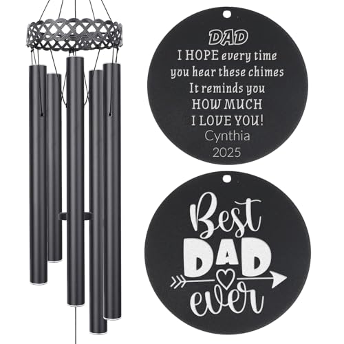Papa Wind Chime for Dad Birthday Gift from Daughter, I Love You Daddy, Father's Day for Dad, Daddy Birthday for Dad from Kids Daughter Son Wife, Custom Gift for My Dad's Fathers Day, Best Dad Ever