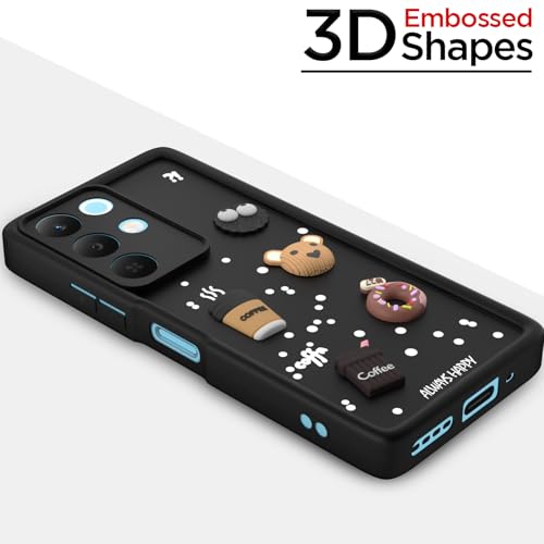 Image of Outlouders Back Cover for Realme Narzo 90X 5G / Realme C85 5G / Realme 15X 5G | 3D Cartoon Bear Cute Fun Silicone Full Body Protection Bumper Case (Black)