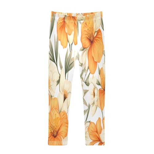 Bolaz Toddler Girls Leggings Printed Yoga Pants Leggings Yellow White Flower for Kids