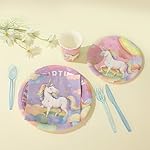 Birthday Party Supplies Kit for 24 Guests, 170 Pcs for Unicorn Birthday Decorations, Includes Dinner & Dessert Plates, Napkins, Cups, Cutlery, Banner and Tablecloth - Image 2