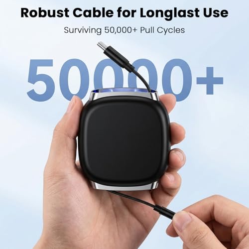 Image of Verilux Retractable USB C to C Cable, PD 240W Type C Cable Fast Charging with 480Mbps Data Synch, Magnetic Storage & 4 Adjustable Length for iPhone 17 /16 /15, Galaxy S26 /S25 /24, MacBook (1Pack)