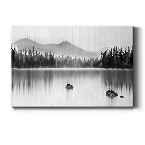 Renditions Gallery Abstract Beach Landscape Canvas Wall Art for Living Room Bedroom Office, Mountain Reflection,Ready to Hang, 48''x 32'', Made in America