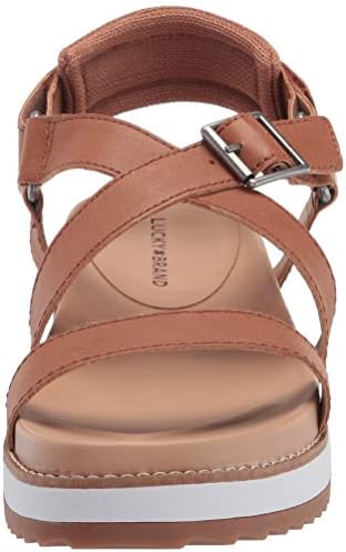 Lucky Brand Women's IDENIA Wedge Sandal, Latte, 10 | Image 1
