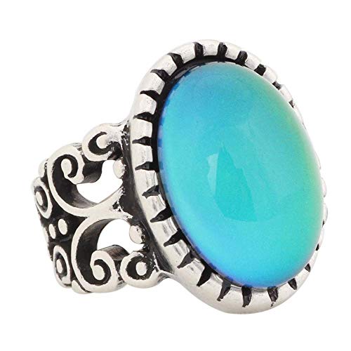 MOJO JEWELRY Vintage Retro Color Change Mood Ring Oval Emotion Feeling Changeable Ring for Women MJ-RS003