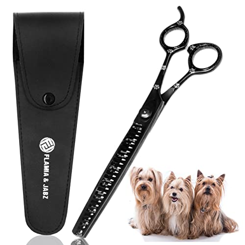 Ciseaux de toilettage professionnels pour chien avec empreintes de pattes pour chiens, chats et animaux de compagnie (droitier, noir, acier inoxydable, 20,3 cm) Cover