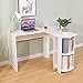 soges Schreibtisch L Förmiger Weißer Schreibtisch Eckschreibtisch aus Holzwerkstoffen mit offenen Regalen für Aufbewahrung von Bücher und Bürounterlagen,Leichte Montage