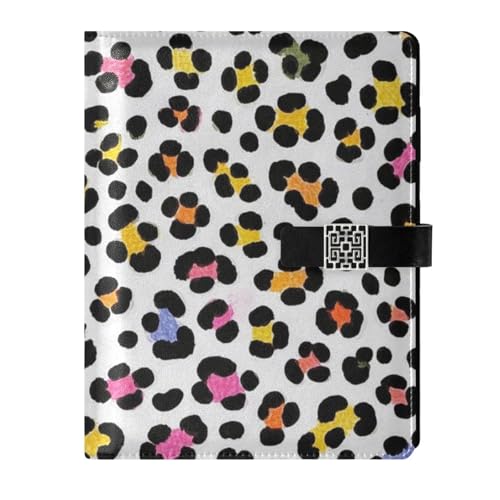 Cahier à spirales luxe en cuir blanc léopard 16,7 x 9,2 cm