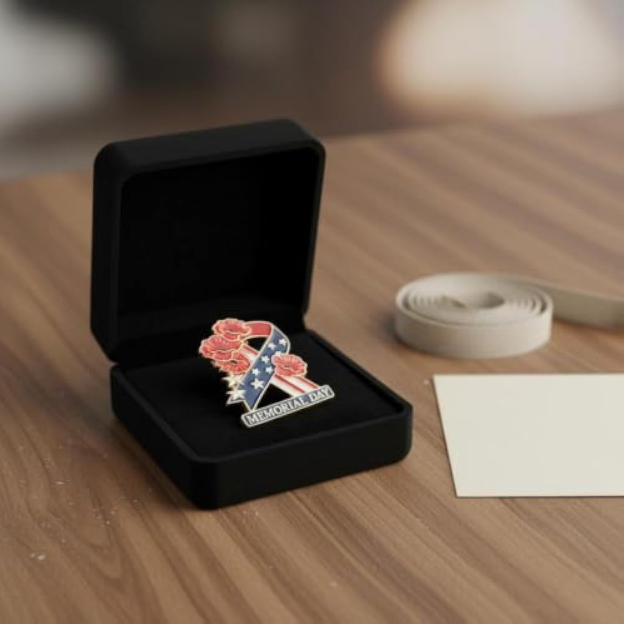 Patriotic Ribbon Enamel Brooch for Remembrance Ceremony