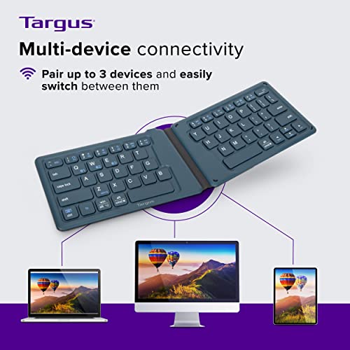 Targus Ergonomic Foldable Bluetooth Keyboard, Split Travel Keyboard Wireless, Rechargeable Portable Wireless Keyboard For Android Iphone Microsoft & Apple Tablets, Blue (Pkf00302Us) #TOP4