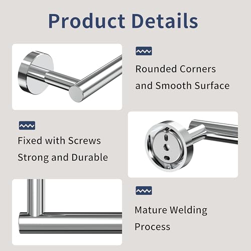 Porte-serviettes antirouille en inox 304 avec finition chromée durable