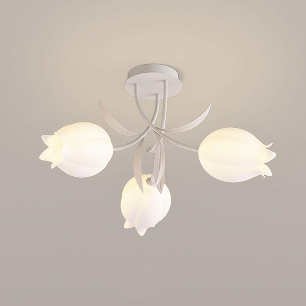 21W LED Flower Ceiling Light Fixture, 3-Light Modern Ceiling Lamp, Small Hallway Light Fixture Ceiling, Acrylic Ceiling Chandelier for Kitchen Bedroom Living Room (Green)