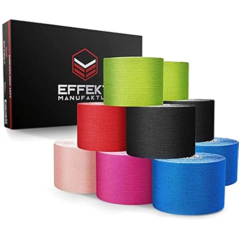Effect Physio Kinesiotapes [5m x 5cm] in Many Colors I 6 Sports Rolls Set | Kinesio Tape Waterproof & Elastic I Extra Strong Kinesio Tape | Elastic Kintex Cover