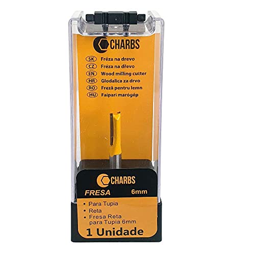 Fresa Reta 6mm com 2 Dentes de Metal Duro para Tupia Charbs