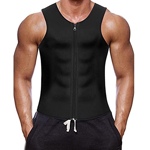 camisa da compressão dos homens | Camisas sem manga Colete modelador de corpo com zíperes - Regata f