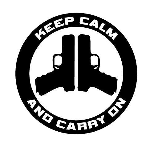 Keep Calm and Carry On Gun Decal Vinyl Sticker|Cars Trucks Vans Walls Laptop| Black |5.5 x 5.5 in|DUC418