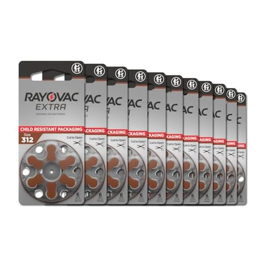 Rayovac Extra hearing aid batteries size 312. Long-lasting mercury-free zinc-air hearing aid batteries - 1.45v. (60 batteries)