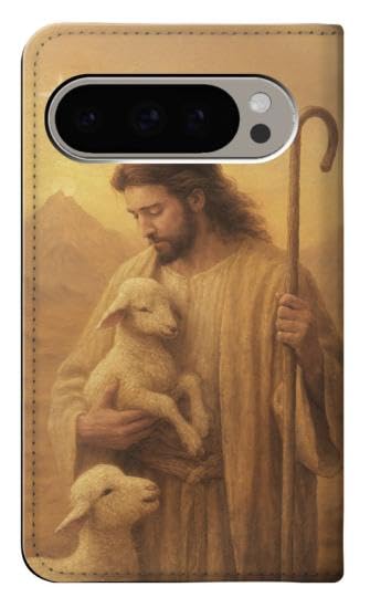 Google Pixel 9 Pro etui portefeuille rabat cuir Merciful Jesus - 2